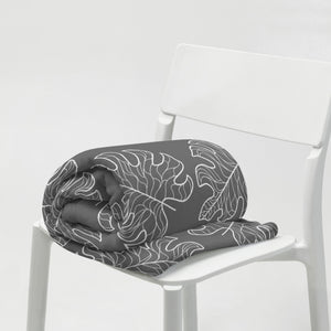 Night Monstera Throw Blanket